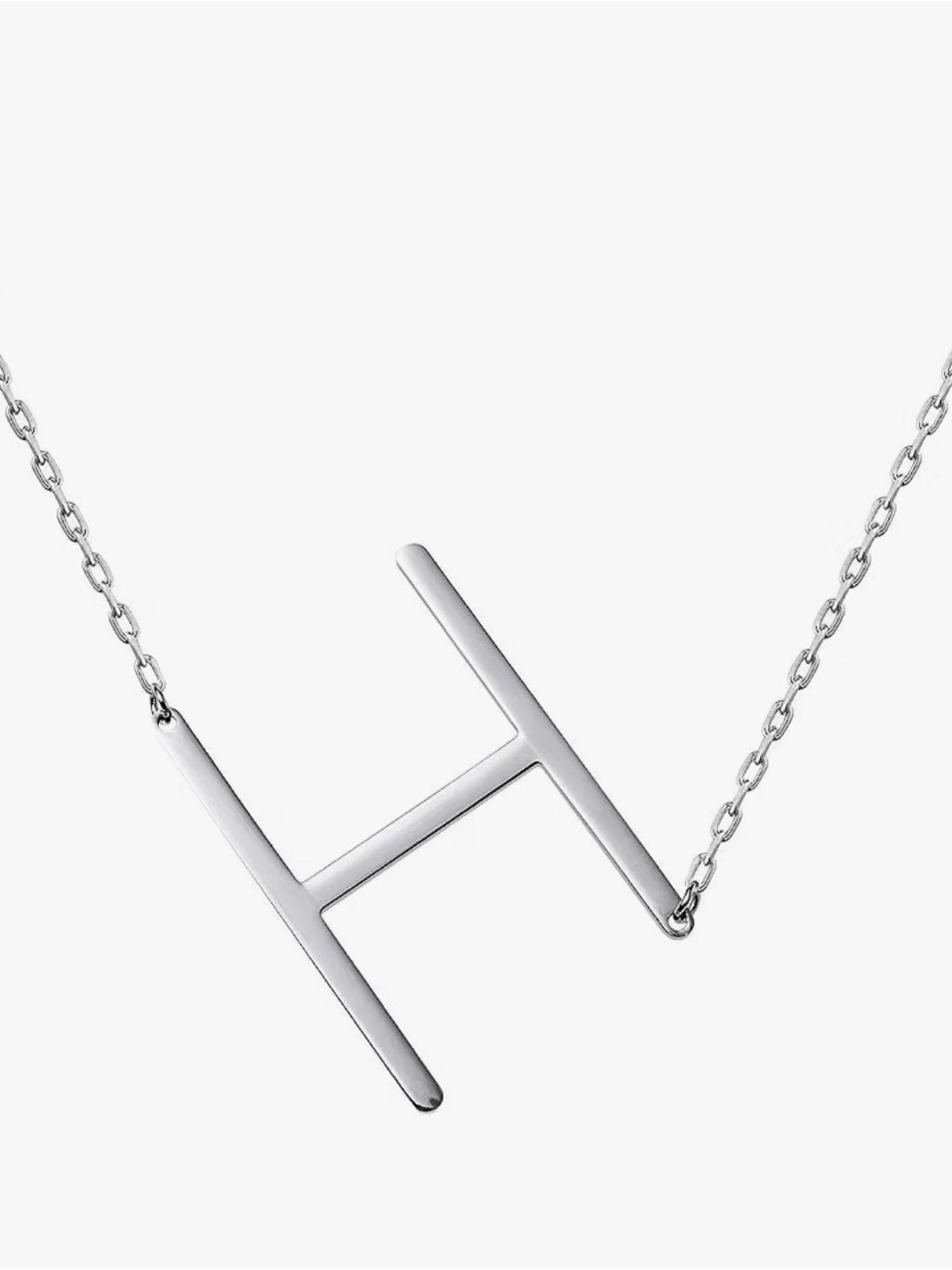 Sterling Silver 'H' Initial Pendant Necklace - Silver